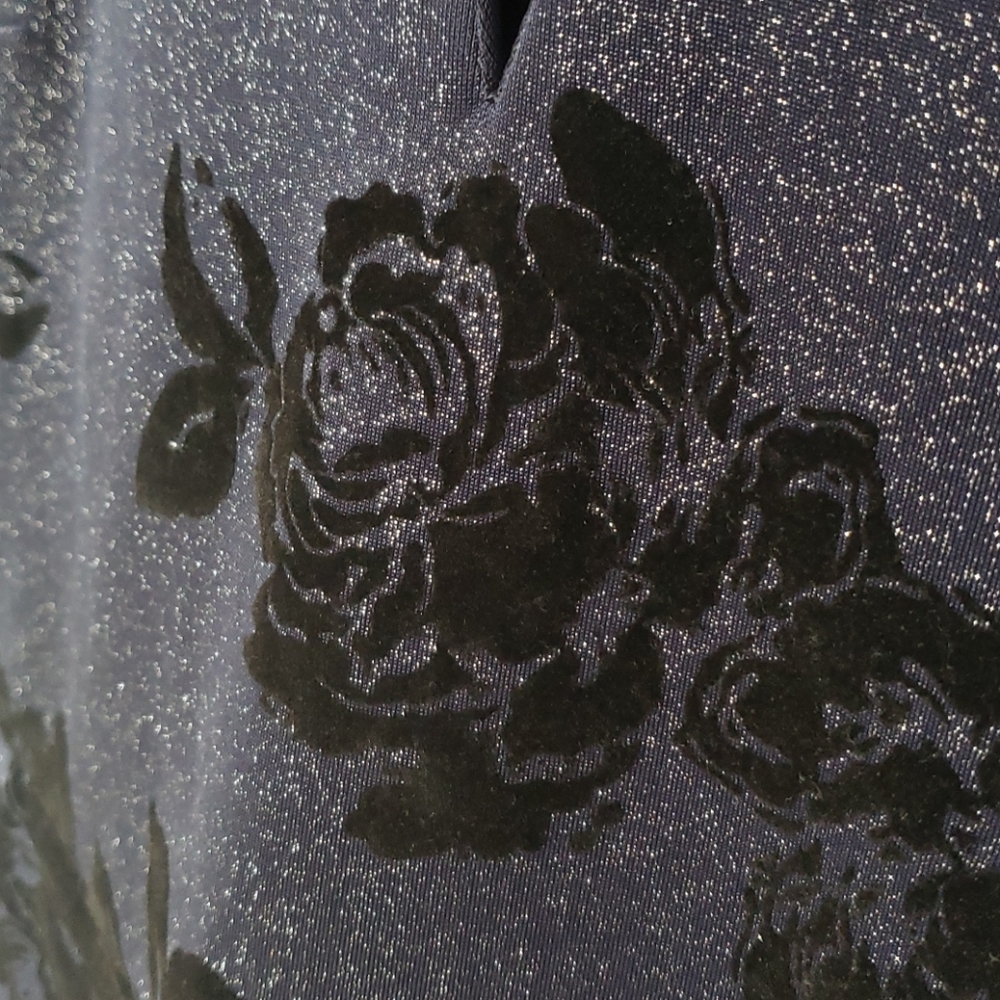 Mi Ami Glitter Navy Black Rose Cocktail Dress NWOT - Picture 5 of 15